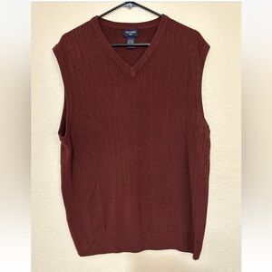 Dockers V Neck Sweater Vest Mens XL Burgundy Red Acrylic Extra Soft Pullover